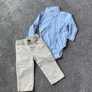 Carter's 18 month dress shirt body suit and khaki pants for toddler boys